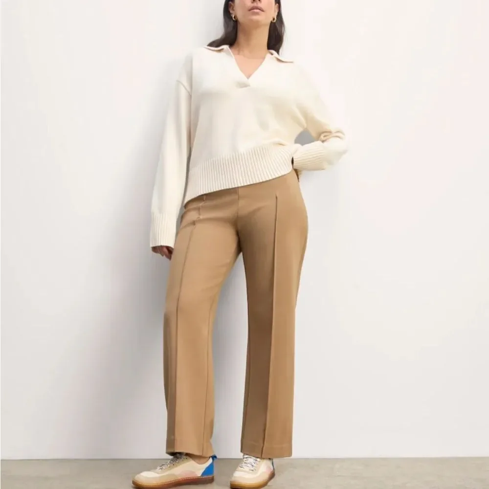 Everlane, the dream trouser Wide-Leg Ponte Pants in Camel
